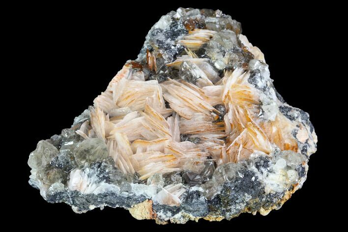 Cerussite Crystals with Bladed Barite on Galena - Morocco #100778